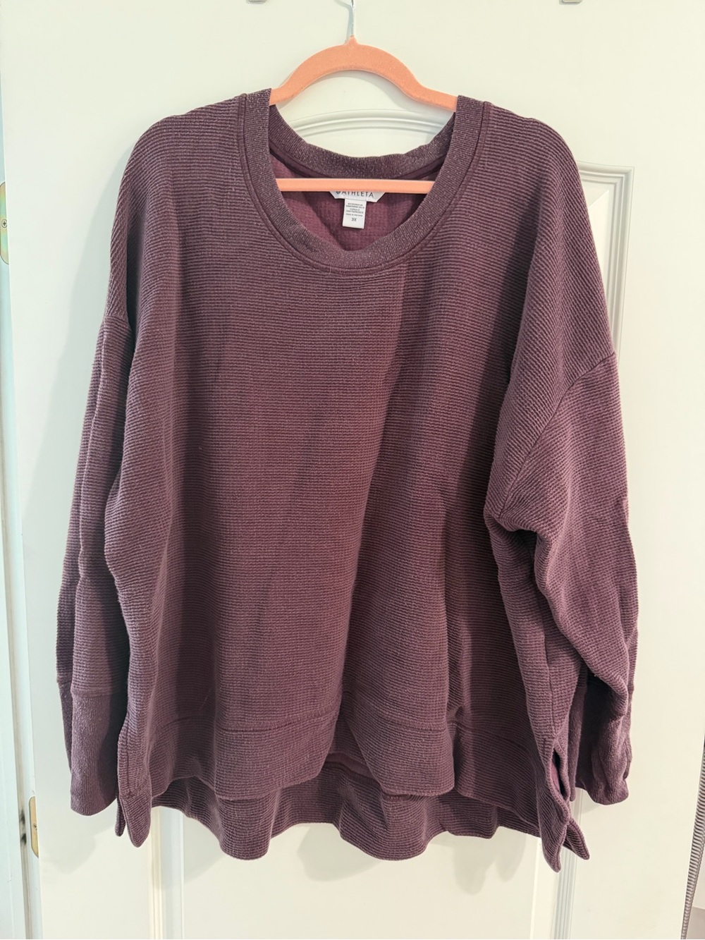 Athleta Waffle Knit Crewneck Sweater - Plum
